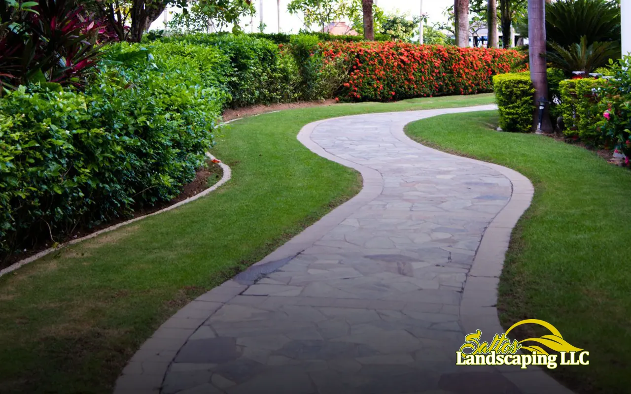 Hardscaping garden walkway.